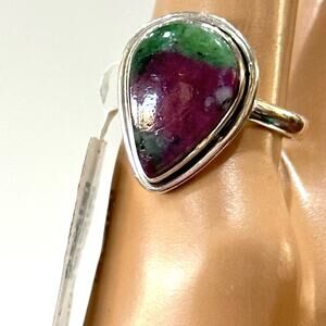 Natural Ruby Zoisite - Africa 925 solid Sterling Silver Ring size 9 gemstones